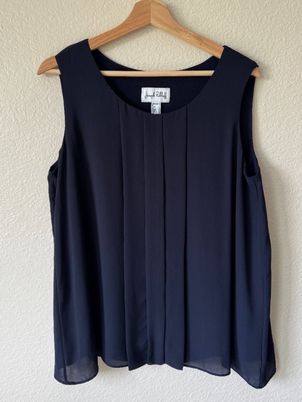 Joseph Ribkoff Sleeveless Top 12 Chiffon New Pleated Drape Flowy Midnight blue